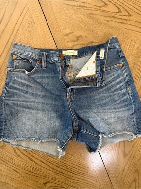 Madewell Medium Blue Frayed Hem Denim Shorts